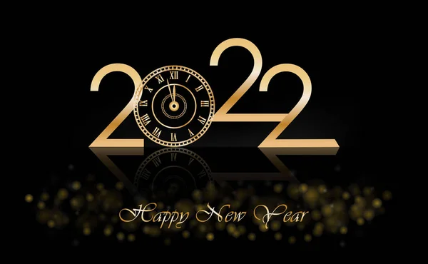 Feliz Año Nuevo 2022 Con Reloj Lujo Año Nuevo Fondo — Vector de stock