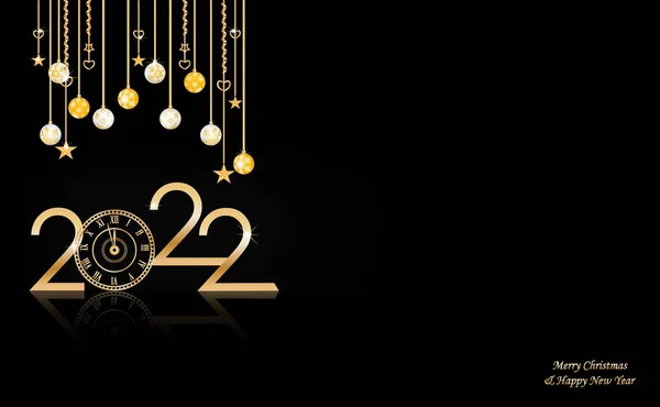 Feliz Año Nuevo 2022 Con Reloj Lujo Año Nuevo Fondo — Vector de stock