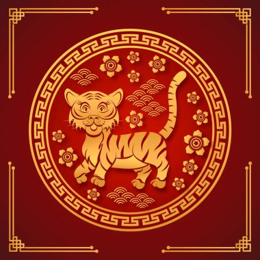 Kaplan burcunun burç sembolü. Asyalı Kaplan Charector Yılı.