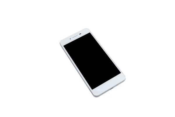 Pantalla en blanco del teléfono inteligente en blanco sobre fondo blanco con recorte — Foto de Stock