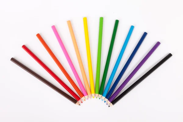 Colour pencils on white background — Stock Photo, Image