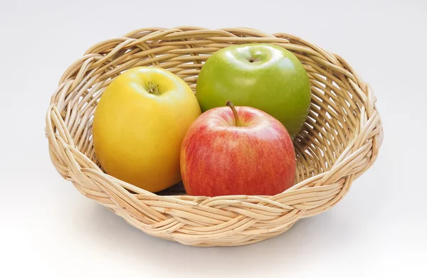 Apples in basket white background — Stock Photo, Image