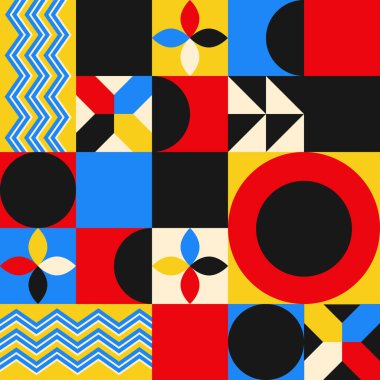 Soyut vektör geometrik desen Bauhaus biçimi ile tasarlanmış arka plan veya doku olarak kullanılır