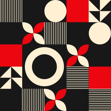 Soyut vektör geometrik desen Bauhaus biçimi ile tasarlanmış arka plan veya doku olarak kullanılır