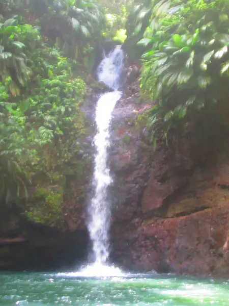 Een Grote Waterval Het Weelderige Regenwoud — Stockfoto