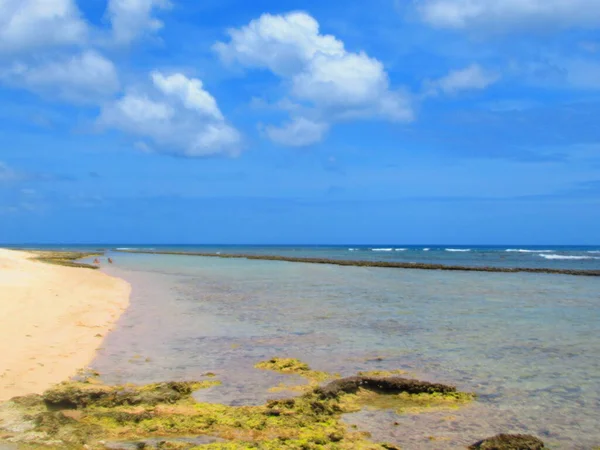 Het Witte Zandstrand Turquoise Zee Onder Blauwe Lucht — Stockfoto