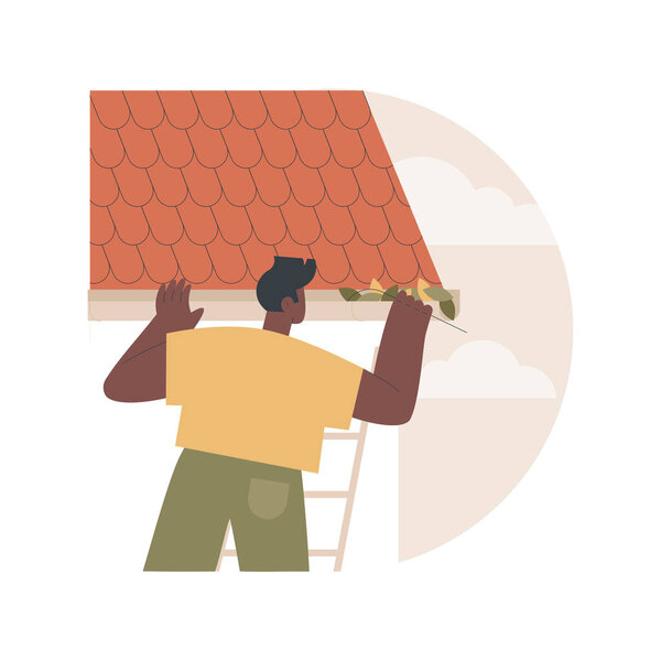 Gutter cleaning abstract concept vector illustration.