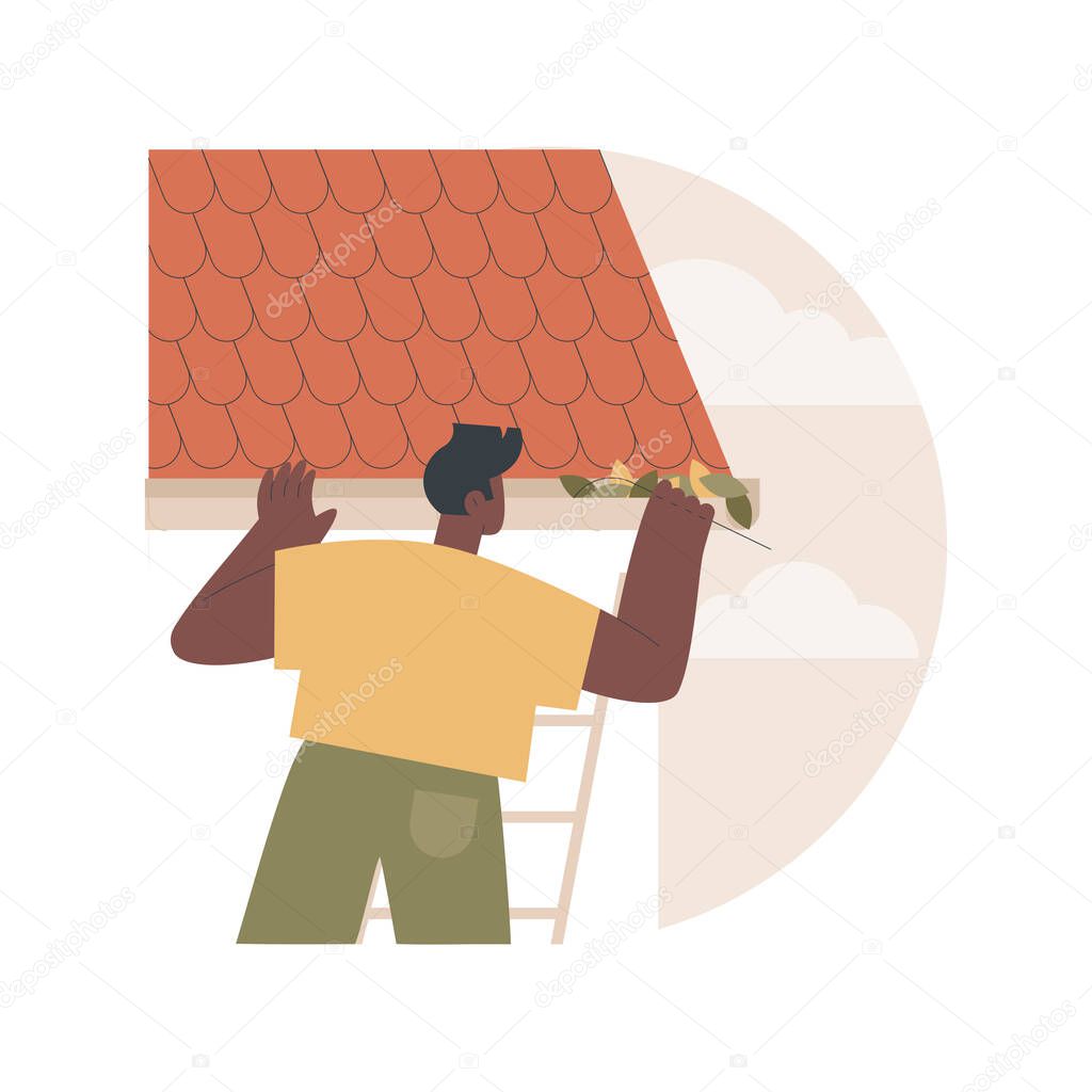 Gutter cleaning abstract concept vector illustration.