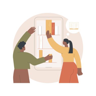 E-kütüphane soyut konsept vektör çizimi.