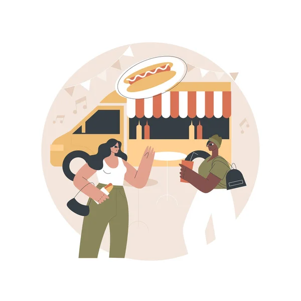 Street food festival astratto concetto vettore illustrazione. — Vettoriale Stock