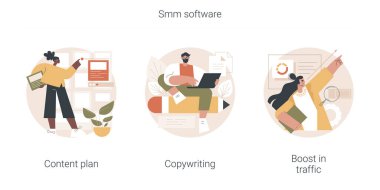 Smm yazılım soyut konsept vektör çizimleri.