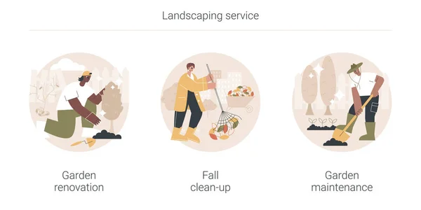 Landscaping service abstract concept vector illustraties. — Stockvector