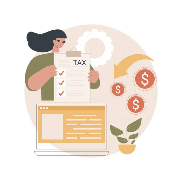 Filing tax return software abstract concept vector illustration. — Vettoriale Stock