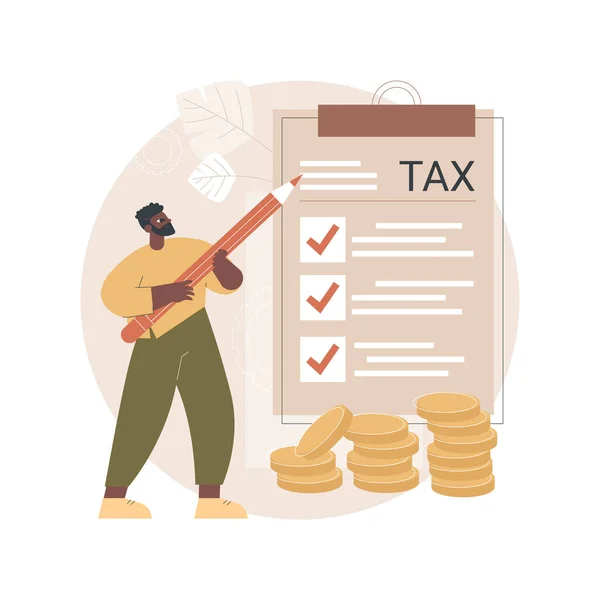 Paper tax filing abstract concept vector illustration. — Stock Vector