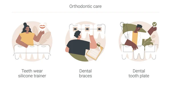 Cuidados ortodônticos abstrato conceito vetor ilustrações. —  Vetores de Stock