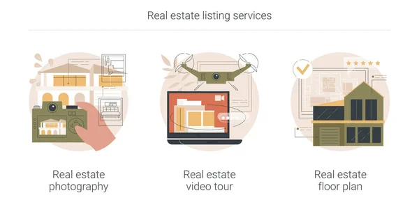 不動産上場サービスアブストラクトコンセプトベクトルイラスト. — ストックベクタ
