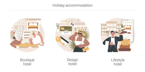 Urlaub Unterkunft abstraktes Konzept Vektor Illustrationen. — Stockvektor