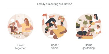 Soyut konsept vektör çizimleri sırasında aile eğlencesi.