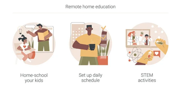 Remote Home Education abstraktes Konzept Vektor Illustrationen. — Stockvektor