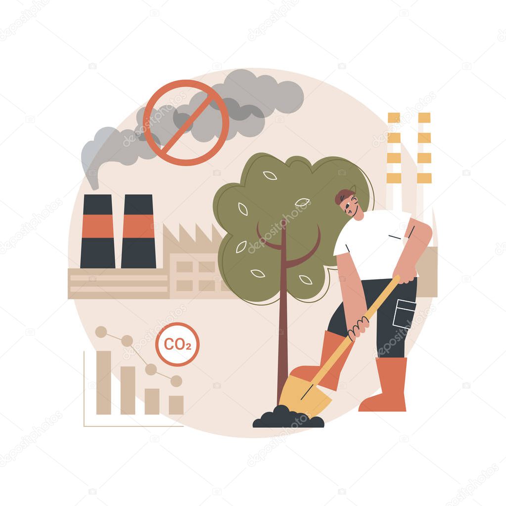 Reduction of gas emissions abstract concept vector illustration.
