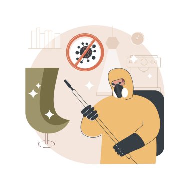 Ticari temizlik soyut konsept vektör çizimi. Temizlik sektörü, bakım ofisi temizliği, sağlıklı güvenli çevre, döşeme, temizlik, güç yıkama soyut metaforu.