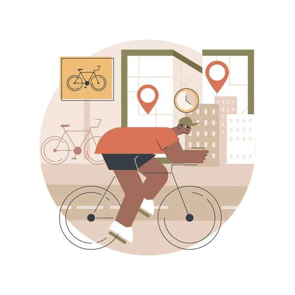 Kerékpár Megosztása Absztrakt Koncepció Vektor Illusztráció Kerékpárkölcsönzés Kerékpárkölcsönzés Zöld Városi — Stock Vector