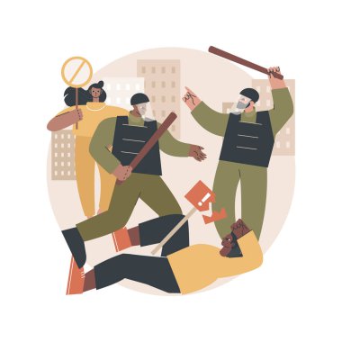 Polis şiddeti soyut konsept vektör illüstrasyonu.