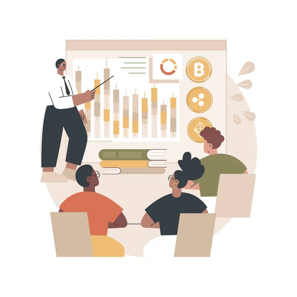 Cryptocurrency trading courses abstract concept vector illustration. — Vettoriale Stock