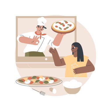 Çevrimiçi aşçılık öğretici soyut konsept vektör çizimi.