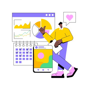 Sosyal medya gösterge paneli soyut konsept vektör çizimi.