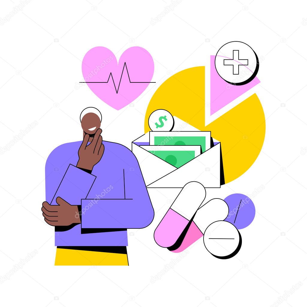 Healthcare expenses of retirees abstract concept vector illustration.