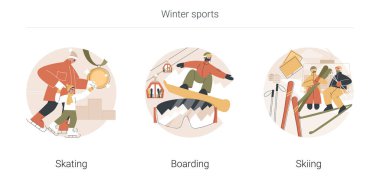 Kış sporları soyut konsept vektör çizimleri.