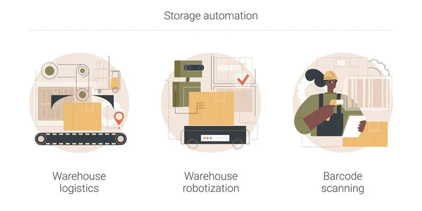 ストレージ自動化抽象概念ベクトルイラスト. — ストックベクタ