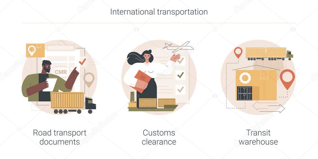 International transportation abstract concept vector illustrations.
