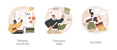 Yıllık vergi faturası soyut konsept vektör çizimleri.