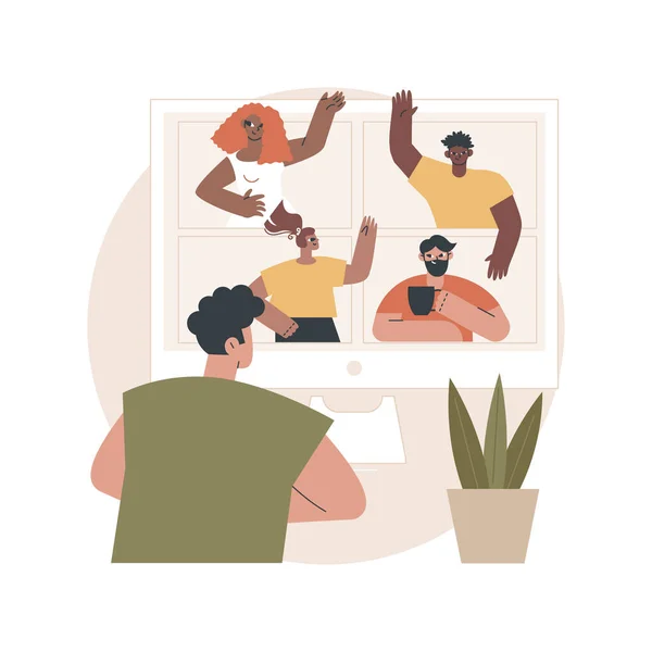 Amigos on-line reunião conceito abstrato ilustração vetorial. —  Vetores de Stock