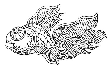 elle çizilmiş nehir balık