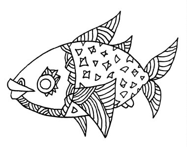 elle çizilmiş nehir balık