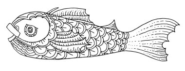 Elle çizilmiş tropikal balık