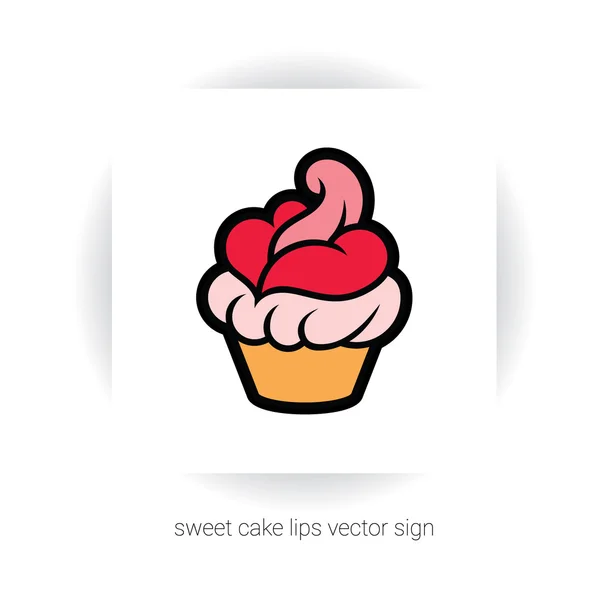 舌とクリームのカップケーキ — ストックベクタ