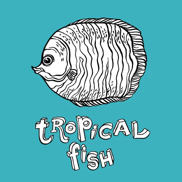 Peces tropicales dibujados a mano — Vector de stock