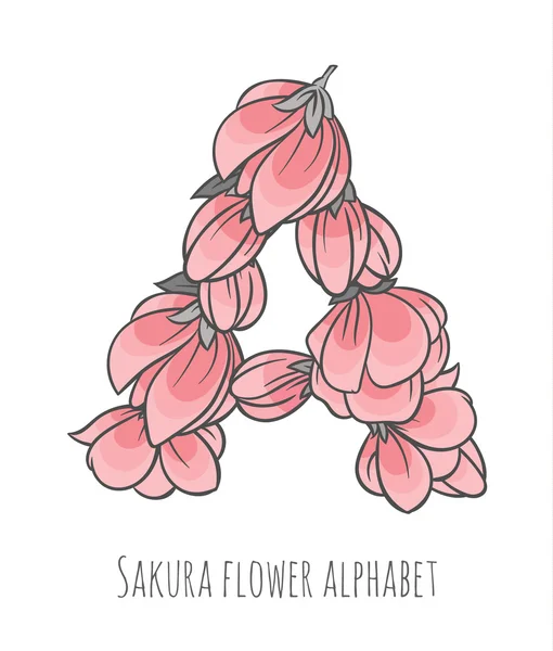 Sakura çiçek alfabesi — Stok Vektör