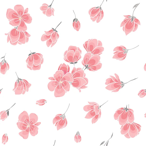 Conjunto de flores de cerezo rosa — Vector de stock