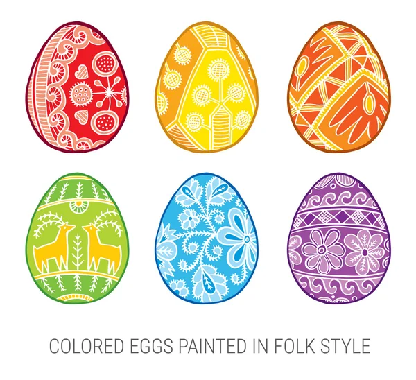 Feliz conjunto de ovos de Páscoa — Vetor de Stock