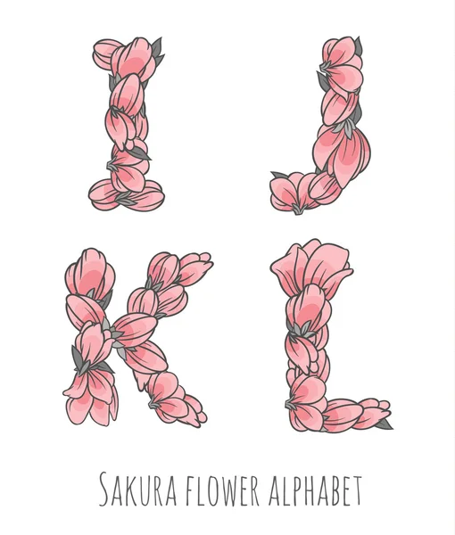 Sakura flowers alphabet — Stock Vector