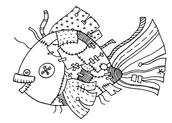 낙서 물고기의 디자인 — 스톡 벡터