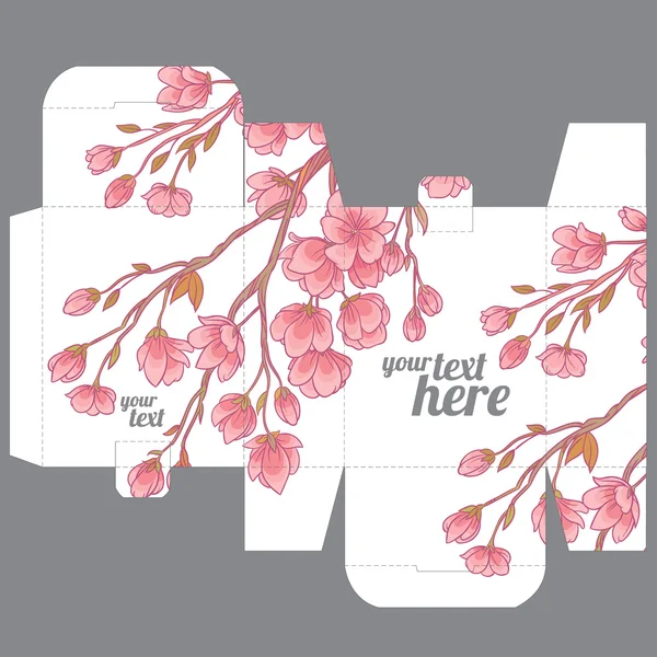 Μπομπονιέρα κουτί δώρου με sakura — Διανυσματικό Αρχείο
