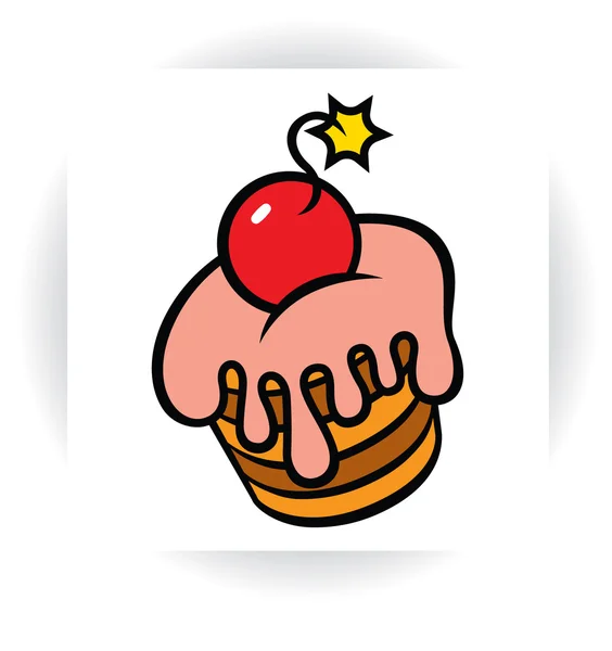 甜蜜的蛋糕，用樱桃炸弹 — 图库矢量图片