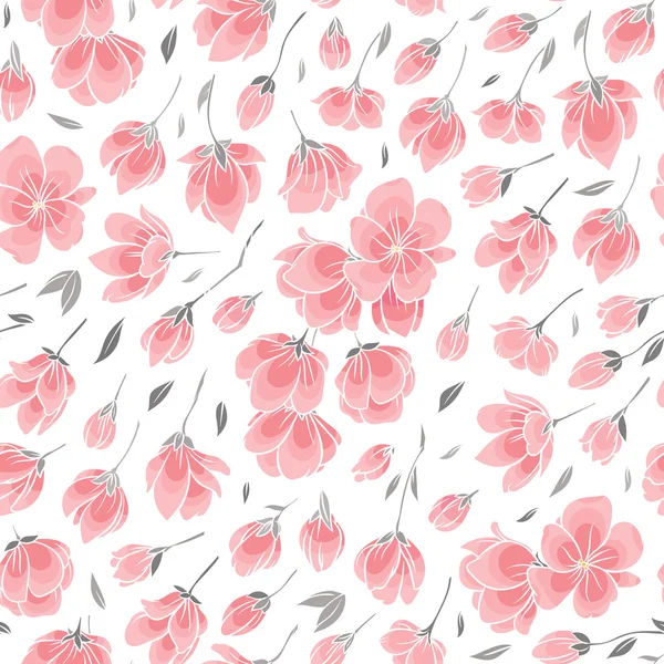 Rosa conjunto de flores de cereja — Vetor de Stock