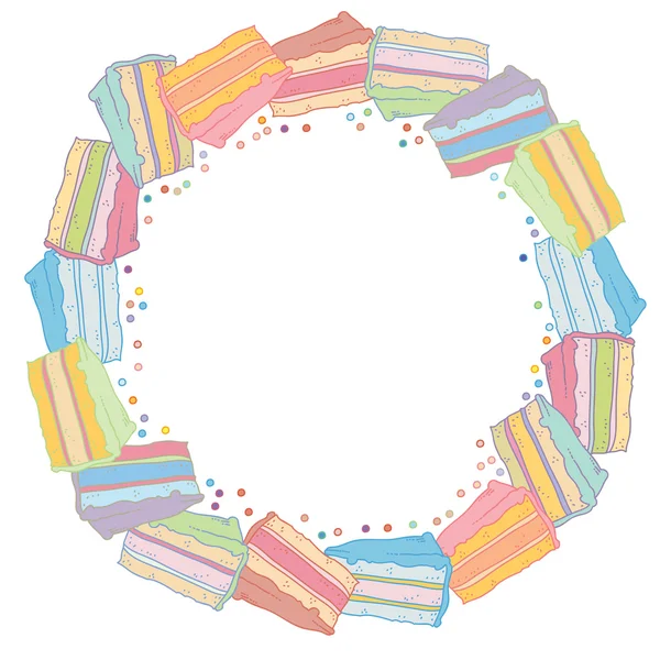 甜圆框与五颜六色的蛋糕 — 图库矢量图片